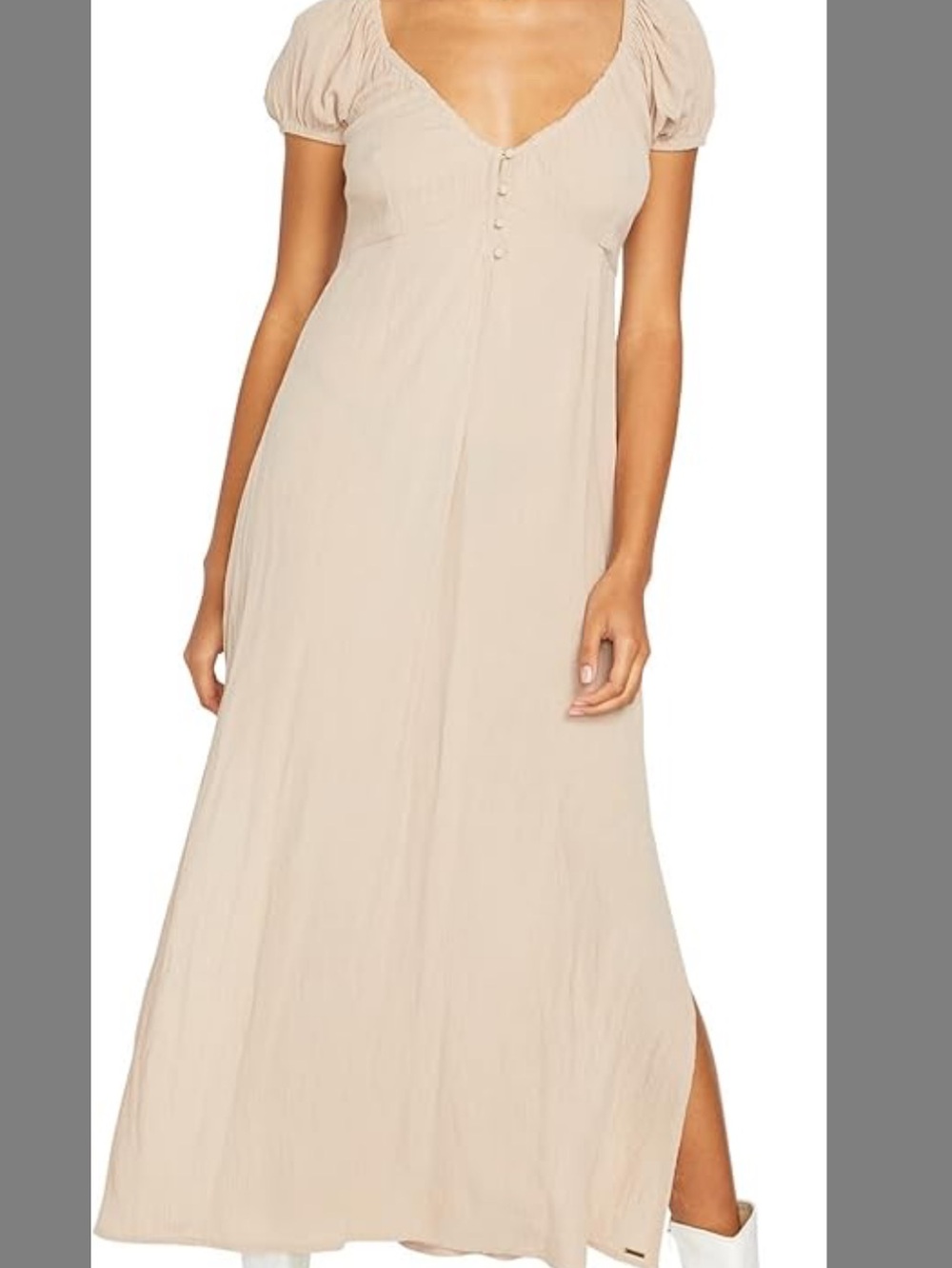 Volcom Taupe Moonblast Maxi Puff-Sleeve Dress - Size M